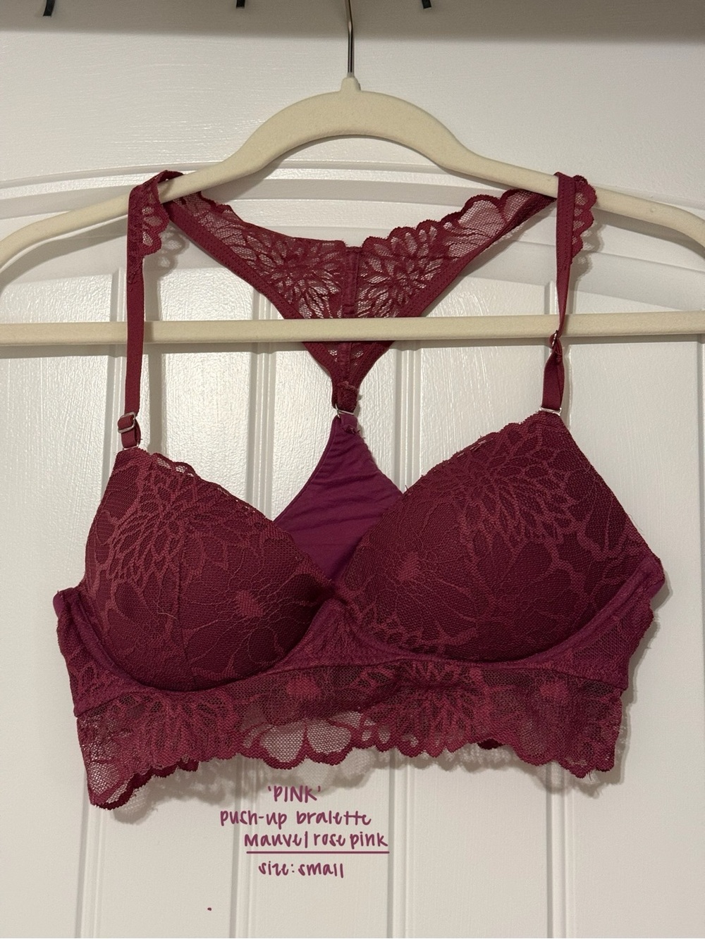 Lace Push-Up Bralette in Rose Pink
